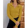 imageZESICA Sweaters for Women 2025 Fall Long Sleeve V Neck Ribbed Knit Pullover Tops Casual Slim Fit Basic Tee ShirtsMustard