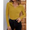 imageZESICA Sweaters for Women 2025 Fall Long Sleeve V Neck Ribbed Knit Pullover Tops Casual Slim Fit Basic Tee ShirtsMustard