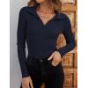 imageZESICA Sweaters for Women 2025 Fall Long Sleeve V Neck Ribbed Knit Pullover Tops Casual Slim Fit Basic Tee ShirtsNavy