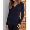 imageZESICA Sweaters for Women 2025 Fall Long Sleeve V Neck Ribbed Knit Pullover Tops Casual Slim Fit Basic Tee ShirtsNavy