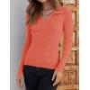 imageZESICA Sweaters for Women 2025 Fall Long Sleeve V Neck Ribbed Knit Pullover Tops Casual Slim Fit Basic Tee ShirtsPeach