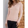 imageZESICA Sweaters for Women 2025 Fall Long Sleeve V Neck Ribbed Knit Pullover Tops Casual Slim Fit Basic Tee ShirtsPink