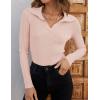 imageZESICA Sweaters for Women 2025 Fall Long Sleeve V Neck Ribbed Knit Pullover Tops Casual Slim Fit Basic Tee ShirtsPink