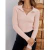imageZESICA Sweaters for Women 2025 Fall Long Sleeve V Neck Ribbed Knit Pullover Tops Casual Slim Fit Basic Tee ShirtsPink