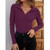 imageZESICA Sweaters for Women 2025 Fall Long Sleeve V Neck Ribbed Knit Pullover Tops Casual Slim Fit Basic Tee ShirtsPlum