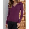 imageZESICA Sweaters for Women 2025 Fall Long Sleeve V Neck Ribbed Knit Pullover Tops Casual Slim Fit Basic Tee ShirtsPlum