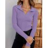 imageZESICA Sweaters for Women 2025 Fall Long Sleeve V Neck Ribbed Knit Pullover Tops Casual Slim Fit Basic Tee ShirtsPurple