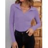 imageZESICA Sweaters for Women 2025 Fall Long Sleeve V Neck Ribbed Knit Pullover Tops Casual Slim Fit Basic Tee ShirtsPurple