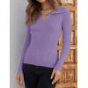 imageZESICA Sweaters for Women 2025 Fall Long Sleeve V Neck Ribbed Knit Pullover Tops Casual Slim Fit Basic Tee ShirtsPurple