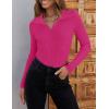 imageZESICA Sweaters for Women 2025 Fall Long Sleeve V Neck Ribbed Knit Pullover Tops Casual Slim Fit Basic Tee ShirtsRose