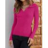 imageZESICA Sweaters for Women 2025 Fall Long Sleeve V Neck Ribbed Knit Pullover Tops Casual Slim Fit Basic Tee ShirtsRose