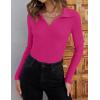 imageZESICA Sweaters for Women 2025 Fall Long Sleeve V Neck Ribbed Knit Pullover Tops Casual Slim Fit Basic Tee ShirtsRose