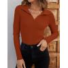imageZESICA Sweaters for Women 2025 Fall Long Sleeve V Neck Ribbed Knit Pullover Tops Casual Slim Fit Basic Tee ShirtsRust