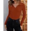 imageZESICA Sweaters for Women 2025 Fall Long Sleeve V Neck Ribbed Knit Pullover Tops Casual Slim Fit Basic Tee ShirtsRust