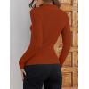 imageZESICA Sweaters for Women 2025 Fall Long Sleeve V Neck Ribbed Knit Pullover Tops Casual Slim Fit Basic Tee ShirtsRust