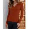 imageZESICA Sweaters for Women 2025 Fall Long Sleeve V Neck Ribbed Knit Pullover Tops Casual Slim Fit Basic Tee ShirtsRust