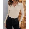 imageZESICA Sweaters for Women 2025 Fall Long Sleeve V Neck Ribbed Knit Pullover Tops Casual Slim Fit Basic Tee ShirtsSand