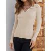 imageZESICA Sweaters for Women 2025 Fall Long Sleeve V Neck Ribbed Knit Pullover Tops Casual Slim Fit Basic Tee ShirtsSand