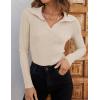 imageZESICA Sweaters for Women 2025 Fall Long Sleeve V Neck Ribbed Knit Pullover Tops Casual Slim Fit Basic Tee ShirtsSand