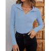 imageZESICA Sweaters for Women 2025 Fall Long Sleeve V Neck Ribbed Knit Pullover Tops Casual Slim Fit Basic Tee ShirtsSky