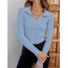 imageZESICA Sweaters for Women 2025 Fall Long Sleeve V Neck Ribbed Knit Pullover Tops Casual Slim Fit Basic Tee ShirtsSky