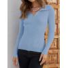 imageZESICA Sweaters for Women 2025 Fall Long Sleeve V Neck Ribbed Knit Pullover Tops Casual Slim Fit Basic Tee ShirtsSky