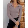 imageZESICA Sweaters for Women 2025 Fall Long Sleeve V Neck Ribbed Knit Pullover Tops Casual Slim Fit Basic Tee ShirtsTaro