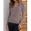 imageZESICA Sweaters for Women 2025 Fall Long Sleeve V Neck Ribbed Knit Pullover Tops Casual Slim Fit Basic Tee ShirtsTaro