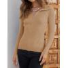 imageZESICA Sweaters for Women 2025 Fall Long Sleeve V Neck Ribbed Knit Pullover Tops Casual Slim Fit Basic Tee ShirtsToffee