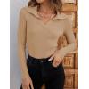 imageZESICA Sweaters for Women 2025 Fall Long Sleeve V Neck Ribbed Knit Pullover Tops Casual Slim Fit Basic Tee ShirtsToffee
