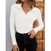 imageZESICA Sweaters for Women 2025 Fall Long Sleeve V Neck Ribbed Knit Pullover Tops Casual Slim Fit Basic Tee ShirtsWhite