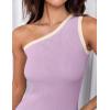 imageZESICA Womens 2025 Summer One Shoulder Bodycon Midi Dresses Casual Sleeveless Ribbed Knit Side Slit Sweater DressPurpletaro