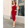 imageZESICA Womens 2025 Summer One Shoulder Bodycon Midi Dresses Casual Sleeveless Ribbed Knit Side Slit Sweater DressRed