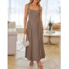 imageZESICA Womens 2025 Summer Sleeveless Square Neck Sundress Casual Long Flowy A Line Knit Dress Beach Vacation Maxi DressesKhaki