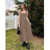 imageZESICA Womens 2025 Summer Sleeveless Square Neck Sundress Casual Long Flowy A Line Knit Dress Beach Vacation Maxi DressesKhaki
