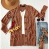imageZESICA Womens Cardigan Sweaters Fall Button Down Open Front Cable Knit Casual Trendy Winter Clothing OuterwearBrown