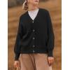 imageZESICA Womens Casual Long Sleeve Cardigan V Neck Button Down Open Front Knit Loose Oversized Sweater CoatBlack