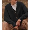 imageZESICA Womens Casual Long Sleeve Cardigan V Neck Button Down Open Front Knit Loose Oversized Sweater CoatBlack