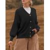 imageZESICA Womens Casual Long Sleeve Cardigan V Neck Button Down Open Front Knit Loose Oversized Sweater CoatBlack