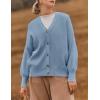 imageZESICA Womens Casual Long Sleeve Cardigan V Neck Button Down Open Front Knit Loose Oversized Sweater CoatBlue