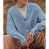 imageZESICA Womens Casual Long Sleeve Cardigan V Neck Button Down Open Front Knit Loose Oversized Sweater CoatBlue