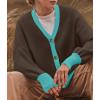imageZESICA Womens Casual Long Sleeve Cardigan V Neck Button Down Open Front Knit Loose Oversized Sweater CoatCoffee