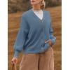 imageZESICA Womens Casual Long Sleeve Cardigan V Neck Button Down Open Front Knit Loose Oversized Sweater CoatDustyblue