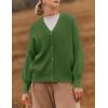 imageZESICA Womens Casual Long Sleeve Cardigan V Neck Button Down Open Front Knit Loose Oversized Sweater CoatGreen