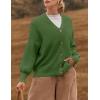 imageZESICA Womens Casual Long Sleeve Cardigan V Neck Button Down Open Front Knit Loose Oversized Sweater CoatGreen