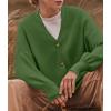 imageZESICA Womens Casual Long Sleeve Cardigan V Neck Button Down Open Front Knit Loose Oversized Sweater CoatGreen