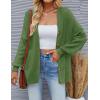 imageZESICA Womens Casual Long Sleeve Cardigan V Neck Button Down Open Front Knit Loose Oversized Sweater CoatGreen