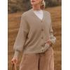 imageZESICA Womens Casual Long Sleeve Cardigan V Neck Button Down Open Front Knit Loose Oversized Sweater CoatKhaki