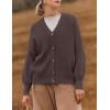 imageZESICA Womens Casual Long Sleeve Cardigan V Neck Button Down Open Front Knit Loose Oversized Sweater CoatNutmeg