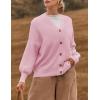 imageZESICA Womens Casual Long Sleeve Cardigan V Neck Button Down Open Front Knit Loose Oversized Sweater CoatPink